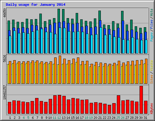 Daily usage for January 2014